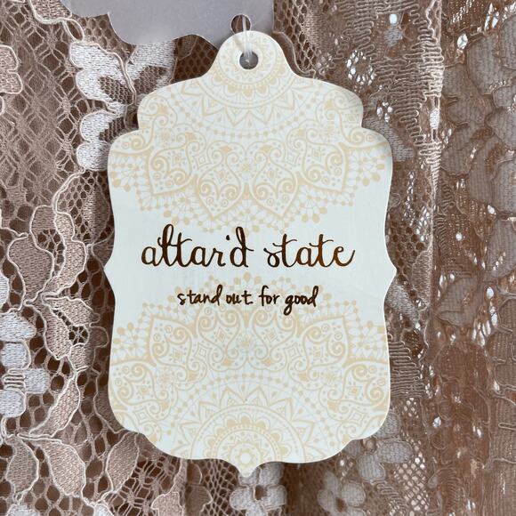 NEW Altar'd State Rauma Dress Neutral Cream Floral Lace Mesh Long Sleeve Size S - Picture 9 of 15